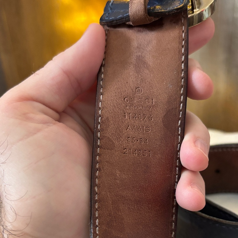 Gucci Navy Blue Calf leather Belt, with silver hardware. Limited Edition Color. - Picture 2 of 5